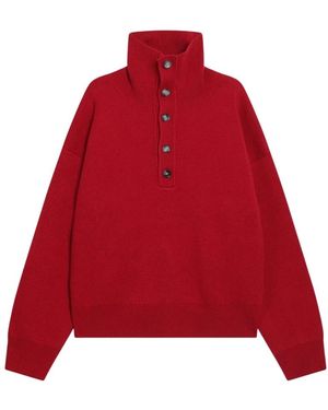 Ami Paris Truien & Vesten ,Rood ,Wol Trui Met Hoge Knoopkraag