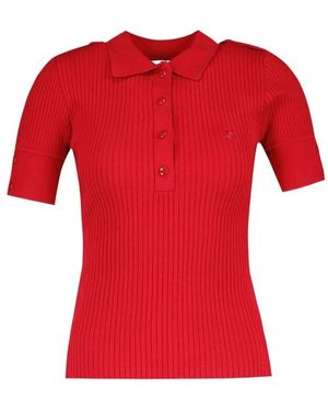 Courreges Tops ,Rood ,Polyester Ribgebreide Poloshirt