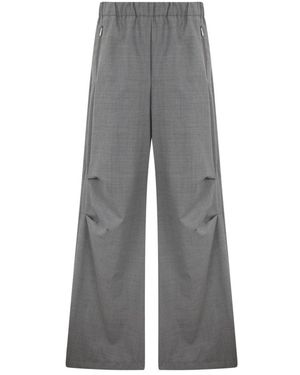 Laminar Broeken ,Grijs ,Wol Wide-Leg Broek