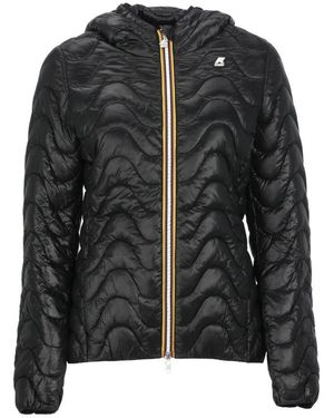 K-Way Schwarze Gepolsterte Steppjacke Mit Kapuze