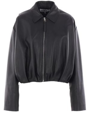 Loewe Giacca in pelle nera con zip intera - Nero