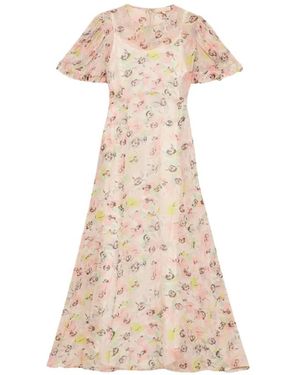 byTiMo Elegantes Chiffon Midi Kleid - Natur