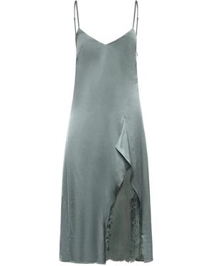 Acne Studios Kleedjes ,Groen ,Satijn Lange Jurk Met Kanten Details - Grijs
