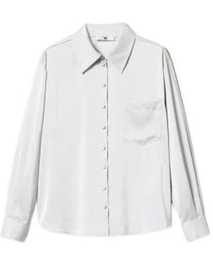 Twinset Overhemden ,Grijs ,Satijn Satijnen Blouse Met Decoratieve Knopen - Wit