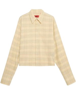 424 Cropped Geruit Overhemd - Naturel