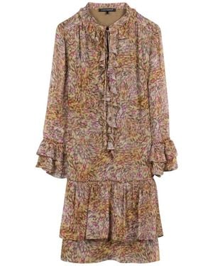 Luisa Cerano Kurzes Boho-Kleid Mit Animal-Print - Braun