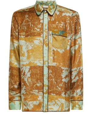 Pierre Louis Mascia Overhemden ,Bruin ,Aloe Longsleeve Zijde Blouse - Metallic