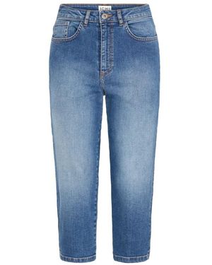 Ichi High-Waist Cropped Washed Hose - Blau