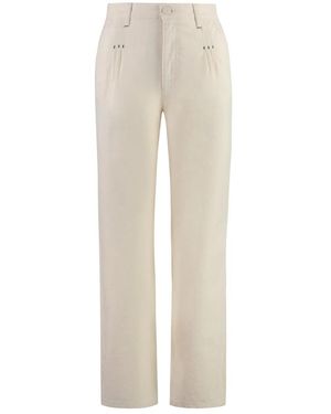 See By Chloé Broeken ,Katoen Katoenen Broek Met Leren Details - Naturel
