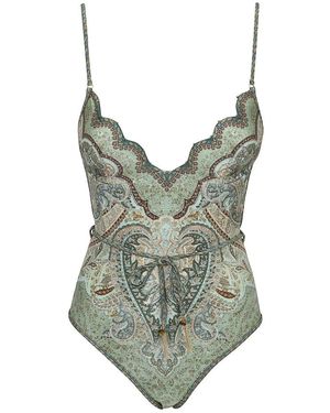 Zimmermann Badmode ,Veelkleurig ,Nylon Wanderlust Scallop 1Pc - Groen