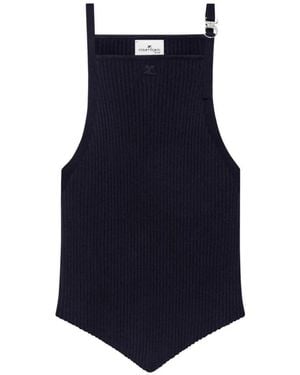 Courreges Pointy Buckle Rib Knit Top - Blauw