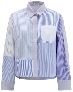 E.L.V. Denim Cotton Pattern Shirt - Blauw