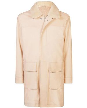 Eleventy Jassen ,Wol Shearling Parka Coat - Naturel