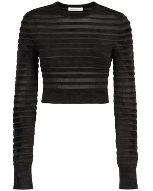 Nina Ricci Top corto a righe maglia - Nero