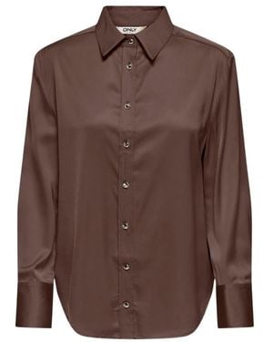 ONLY Klassische Langarm-Hemdbluse Mit Rundhalsausschnitt - Braun