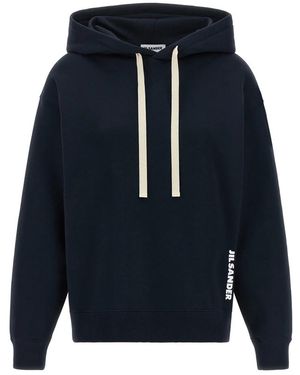 Jil Sander Fleece Gevoerde Katoenen Hoodie - Blauw