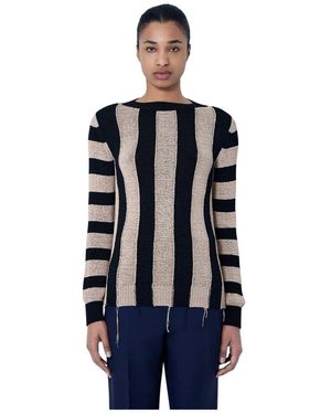 Dries Van Noten Truien & Vesten ,Veelkleurig ,Gestreept Gebreide Trui - Blauw