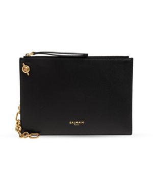 Balmain Accessoires ,Zwart ,Leer Pulse Leather Pouch