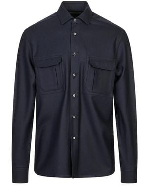 Corneliani Overhemden ,Blauw ,Camicia Manica Lunga