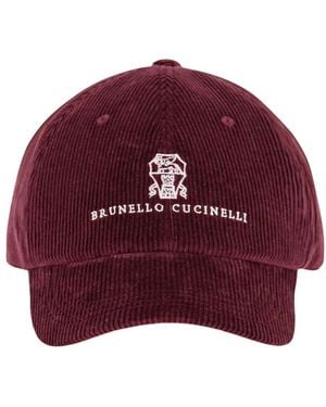 Brunello Cucinelli Accessoires ,Rood ,Katoen Baseballpet Met Logo