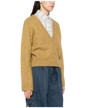 Ganni V-Neck Knitwear - Bleu