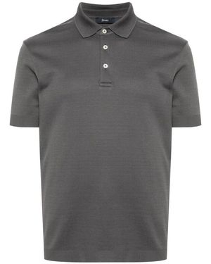 Herno Graues Polo-T-Shirt Mit Knopfleiste