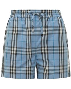 Burberry Checked Drawstring Shorts - Blauw