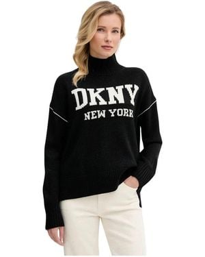 DKNY Truien & Vesten ,Zwart ,Trui Met Halve Col