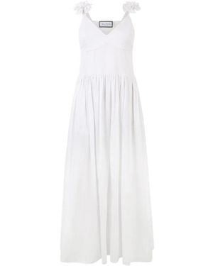 Philipp Plein Long Dress Roses - Weiß