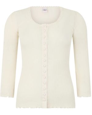 Chloé Truien & Vesten ,Katoen Long Sleeve Shirt - Wit