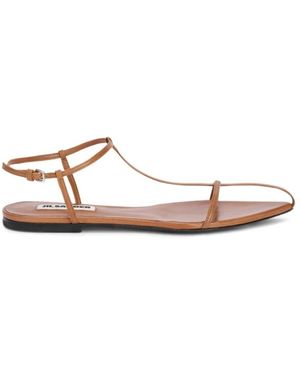 Jil Sander Schoenen ,Bruin ,Leer Cage Flat Sandal