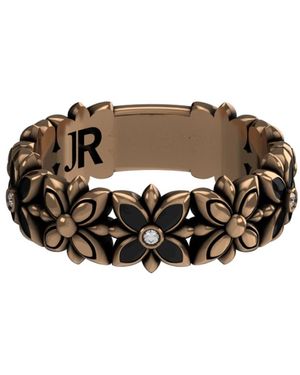 John Richmond Ring Met Bloemmotief - Bruin
