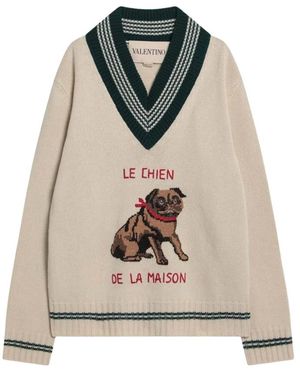Valentino Garavani V-Neck Knitwear - Natural