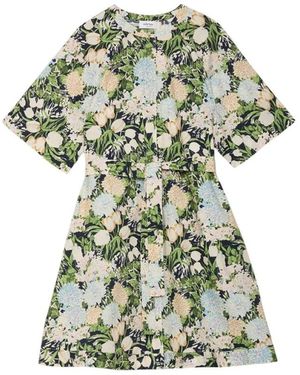 Ottod'Ame Jurk Met Bloemenprint En Ceintuur - Groen