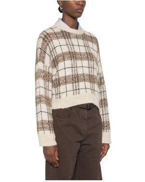Brunello Cucinelli Truien & Vesten ,Veelkleurig ,Round-Neck Truien - Naturel