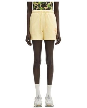 A Bathing Ape Korte Broeken ,Geel ,Katoen College Sweat Shorts - Naturel