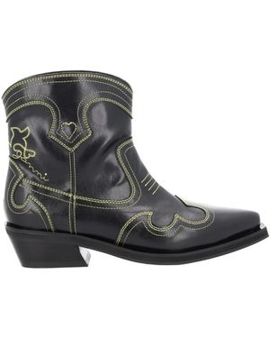 Ganni Cowboy Boots - Negro
