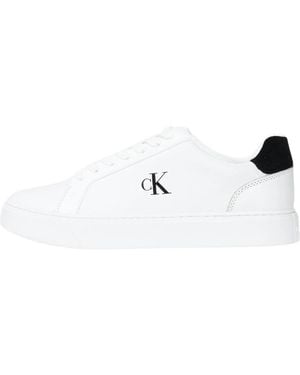 Calvin Klein Leather Signature Logo Trainers - Weiß