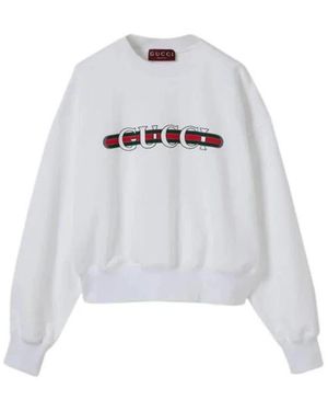 Gucci Logo Rundhals-Sweatshirt - Weiß