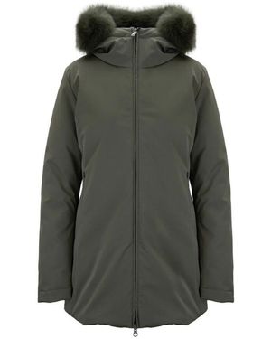 Colmar Damenjacke Mit Reißverschluss Und Pelzkapuze - Grau