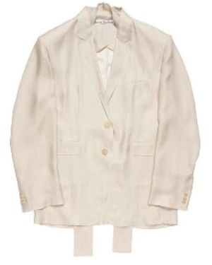 Acne Studios Enkelrijige Geruite Jas - Naturel