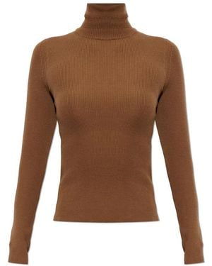 Max Mara Truien & Vesten ,Bruin ,Wol Wool Turtleneck Sweater Cavallo