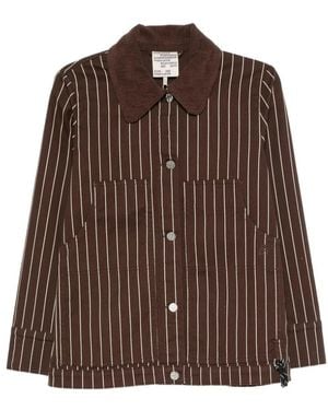 Baum und Pferdgarten Gestreifte Denim-Jacke Für Frauen - Braun