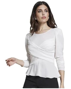 Moskada Tops ,Wit ,Elegante Witte Gekruiste Top Met Lange Mouwen