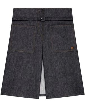 Courreges Korte Broeken ,Blauw ,Denim Denim Wijde Broek - Zwart