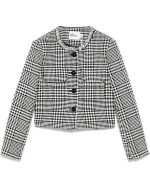 Self-Portrait Cropped Houndstooth Jacke - Grau