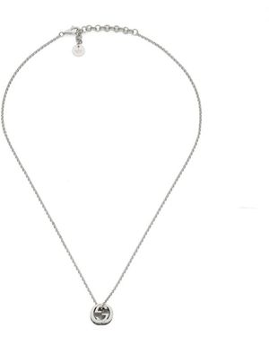 Gucci Accessoires ,Grijs ,Interlocking Kristal Hanger Ketting - Metallic