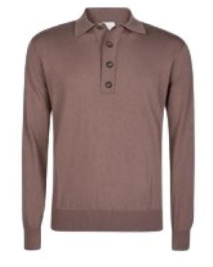Eleventy Polo Shirt Met 4 Knopen - Bruin