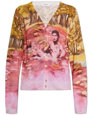 Versace Printed Silk Knit Cardigan - Roze