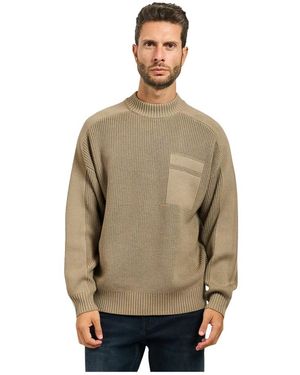 HUGO Oversized Einfarbig Gerippter Pullover - Grün